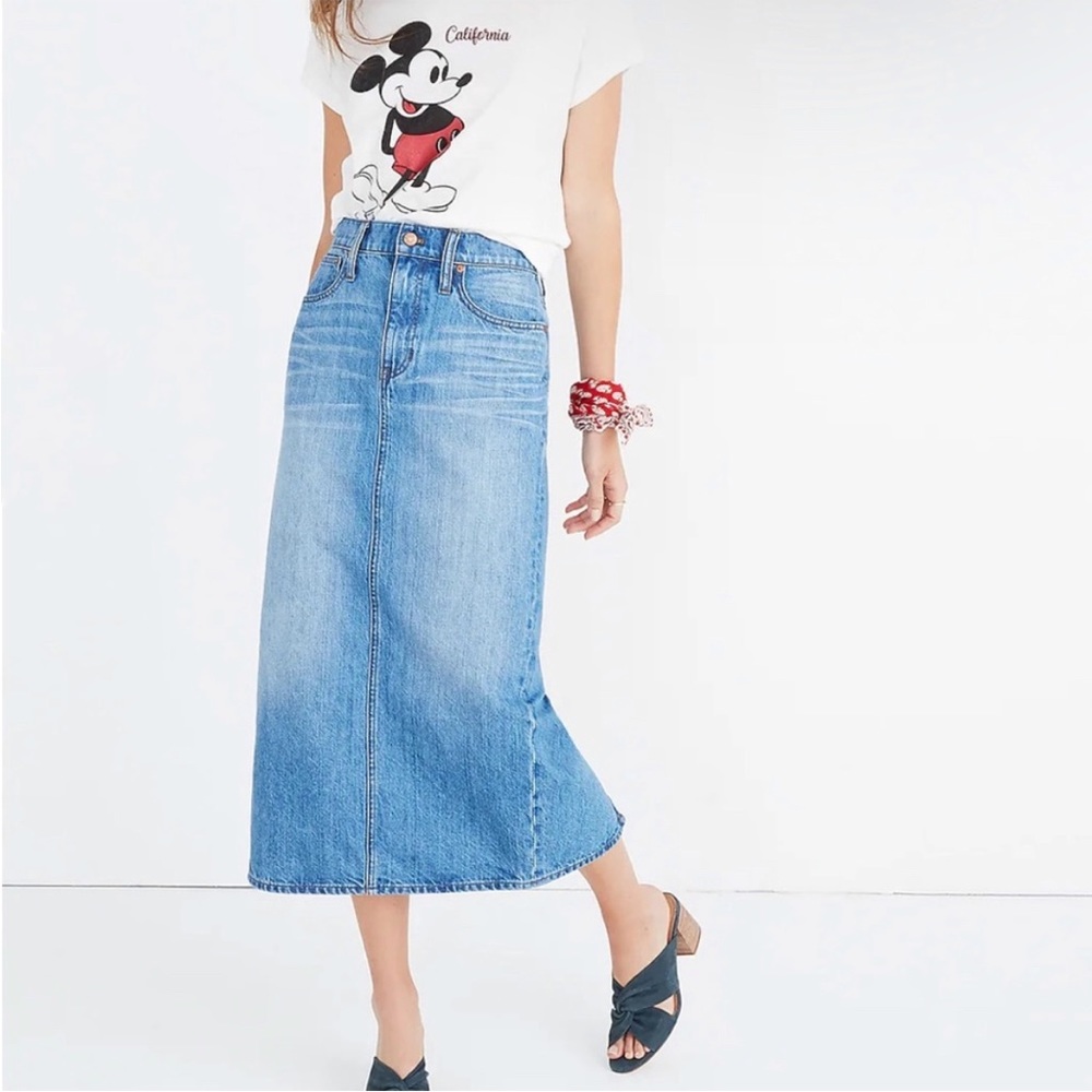 Madewell Blue Midi A-Line Skirt for Work